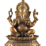 Brass Lotus Ganesha Statue | 12" x 10" x 7" | 7.5 kg | Dull Gold Finish | Sacred Lotus Throne | Temple Grade Art | Jaipurio